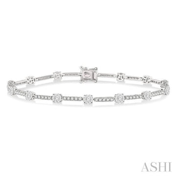 1 3/4 Ctw Lovebright Round Cut Diamond Bar Tennis Bracelet in 14K White Gold